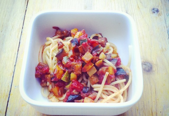 siktwinfood: Spaghetti mit Ratatouille aus dem Ofen