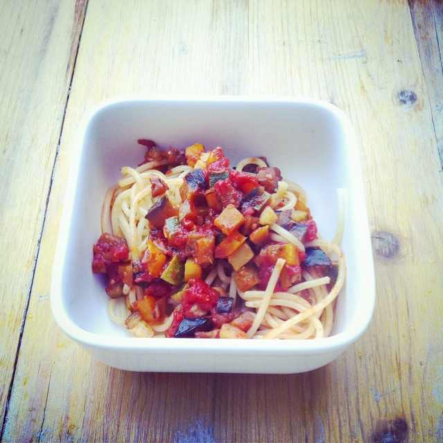 siktwinfood: Spaghetti mit Ratatouille aus dem Ofen