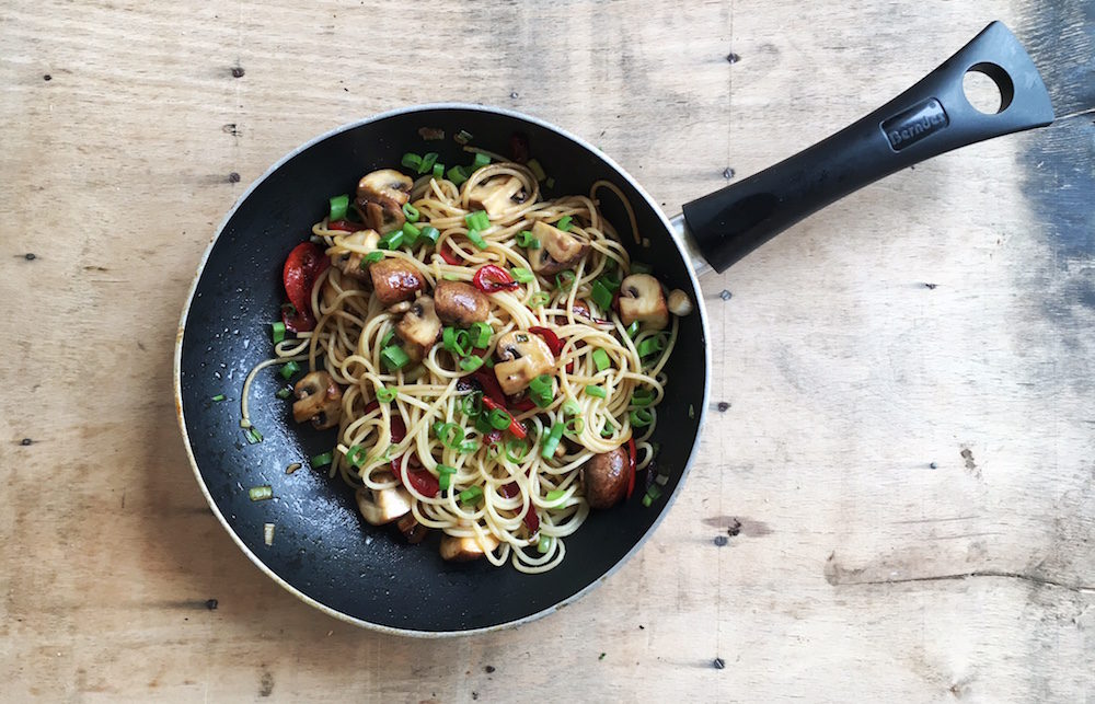 Pastamaniac - Spaghetti mit Paprika und Champignons
