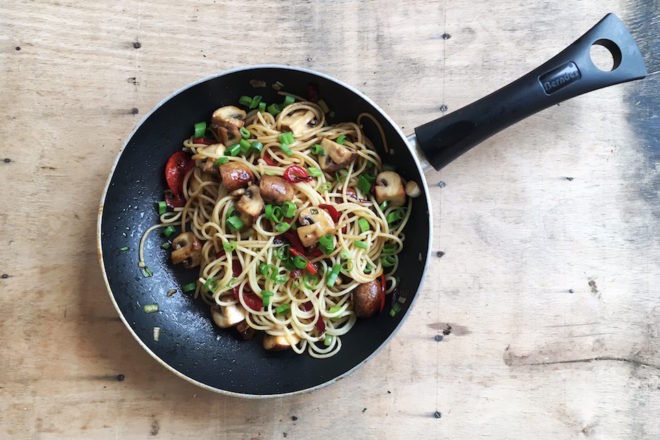 Pastamaniac - Spaghetti mit Paprika und Champignons